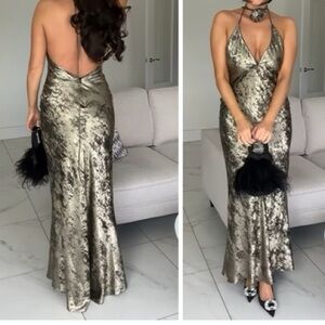 Zara Gold Backless Dress